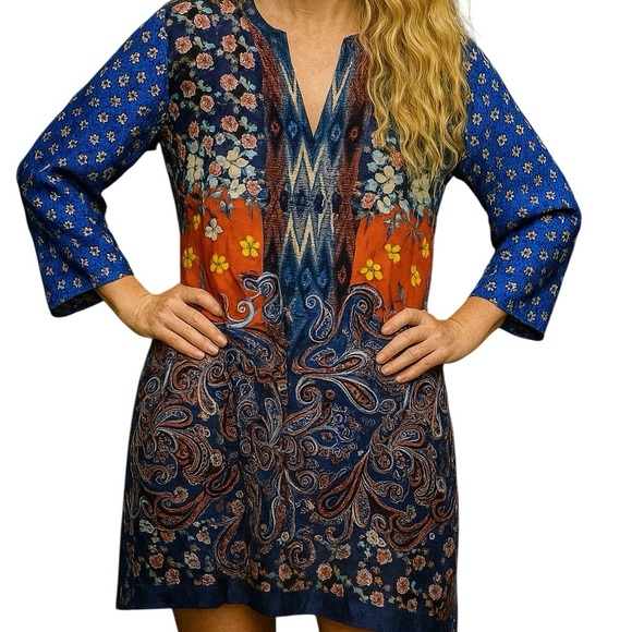 Johnny Was Lunamo Mandy  silk dress NWT RARE - Picture 2 of 14